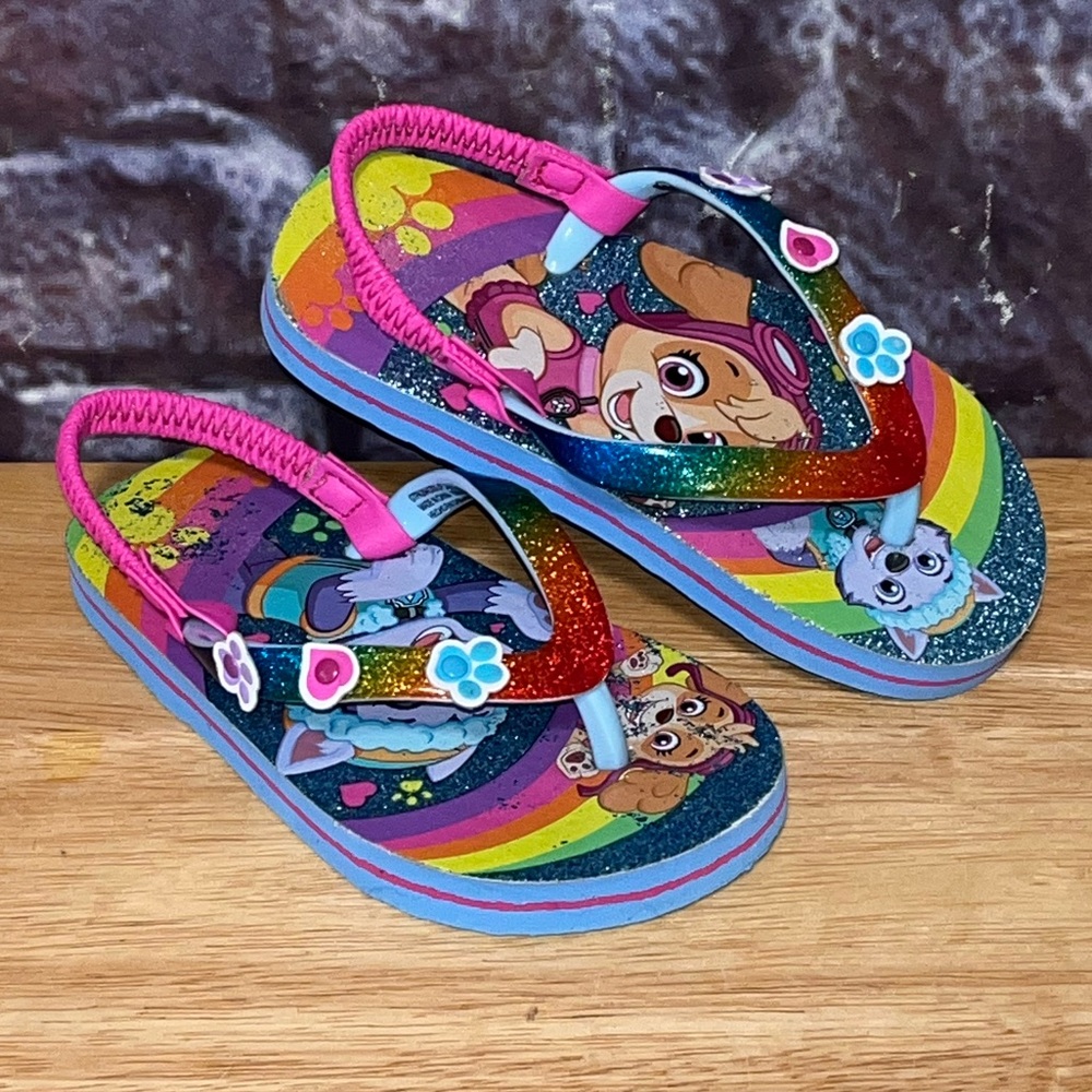 Paw Patrol Girls Flip Flop Sandals Size 7/8 Toddler